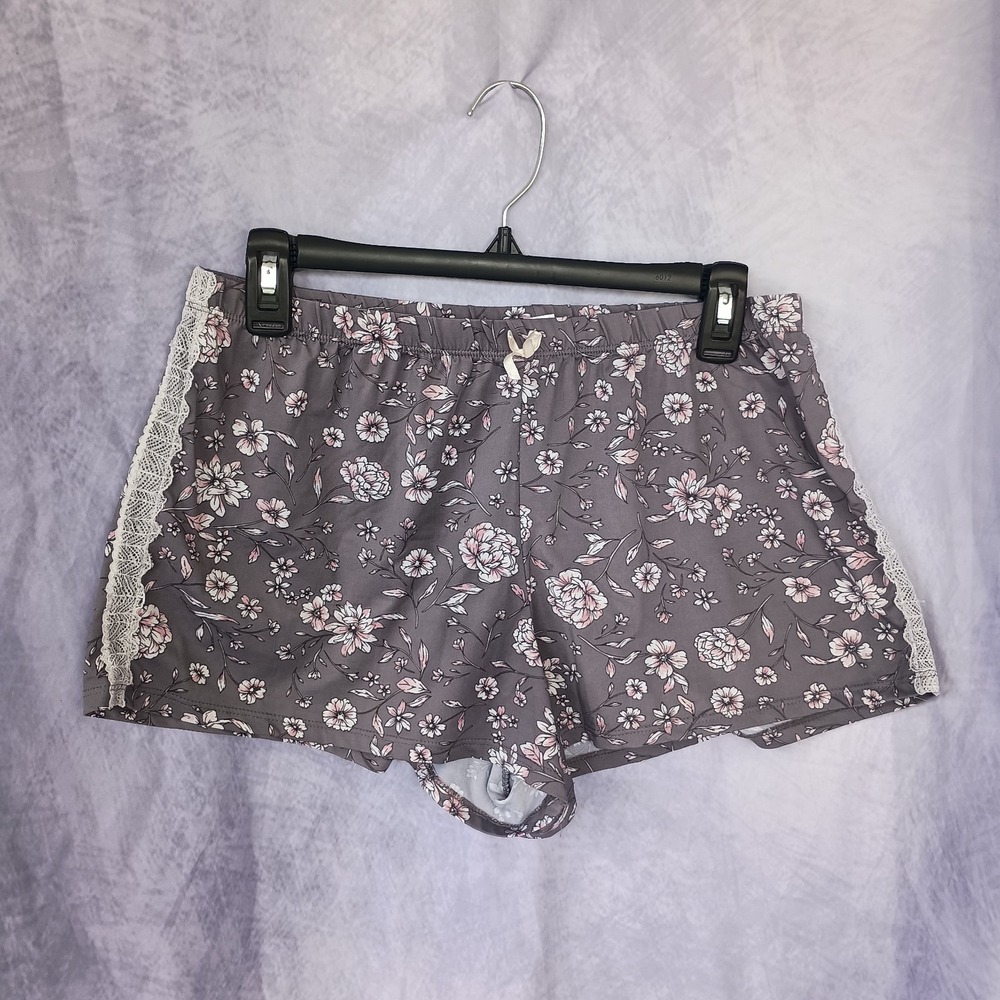 Floral Print Lace Trim Pajama Sleep Shorts Loungewear